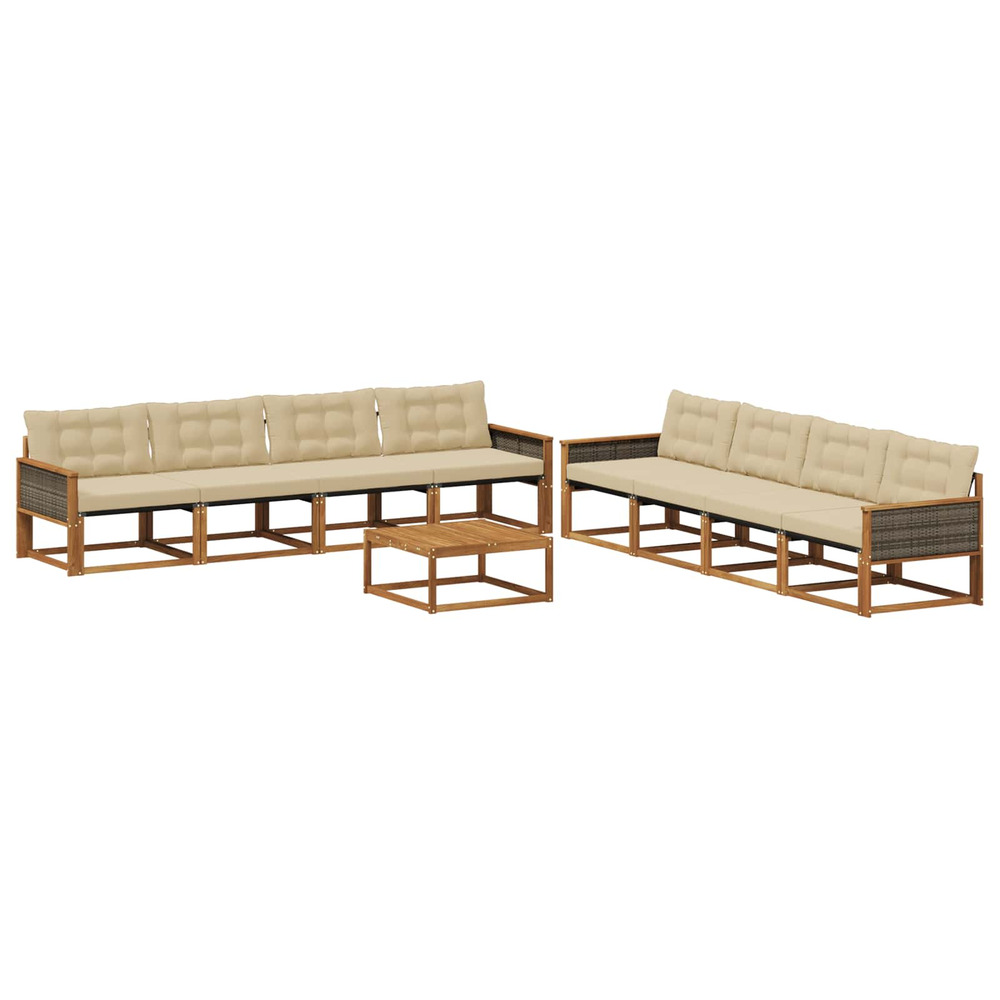 Ensemble de canapés d'extérieur 9 pcs naturel et beige