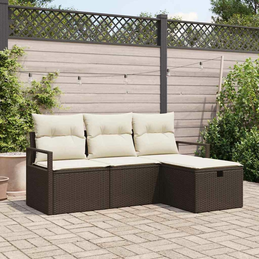 Ensemble de canapé de jardin 4 pcs marron poly rotin