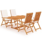 Salon de jardin meuble d'extérieur ensemble de mobilier 5 pièces avec coussins bois de teck massif