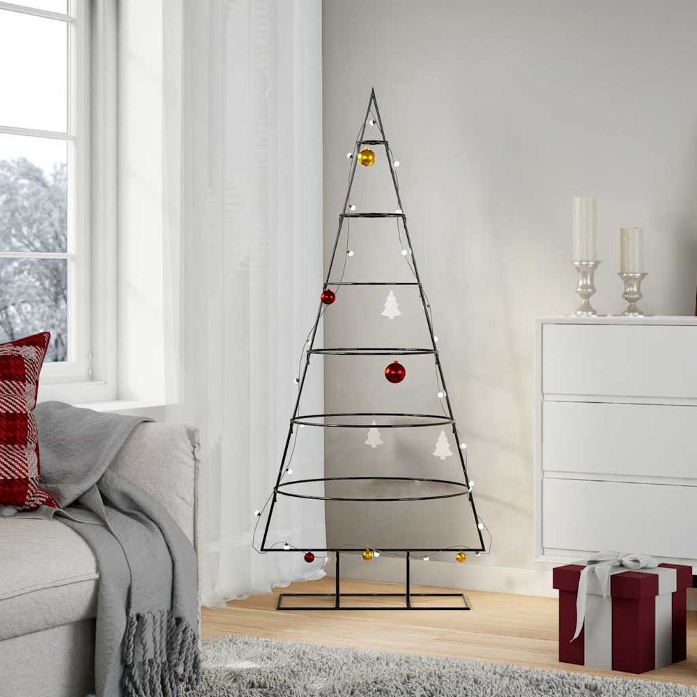 Sapin de noël stylisé en métal à décorer pour intérieur noir 150 cm