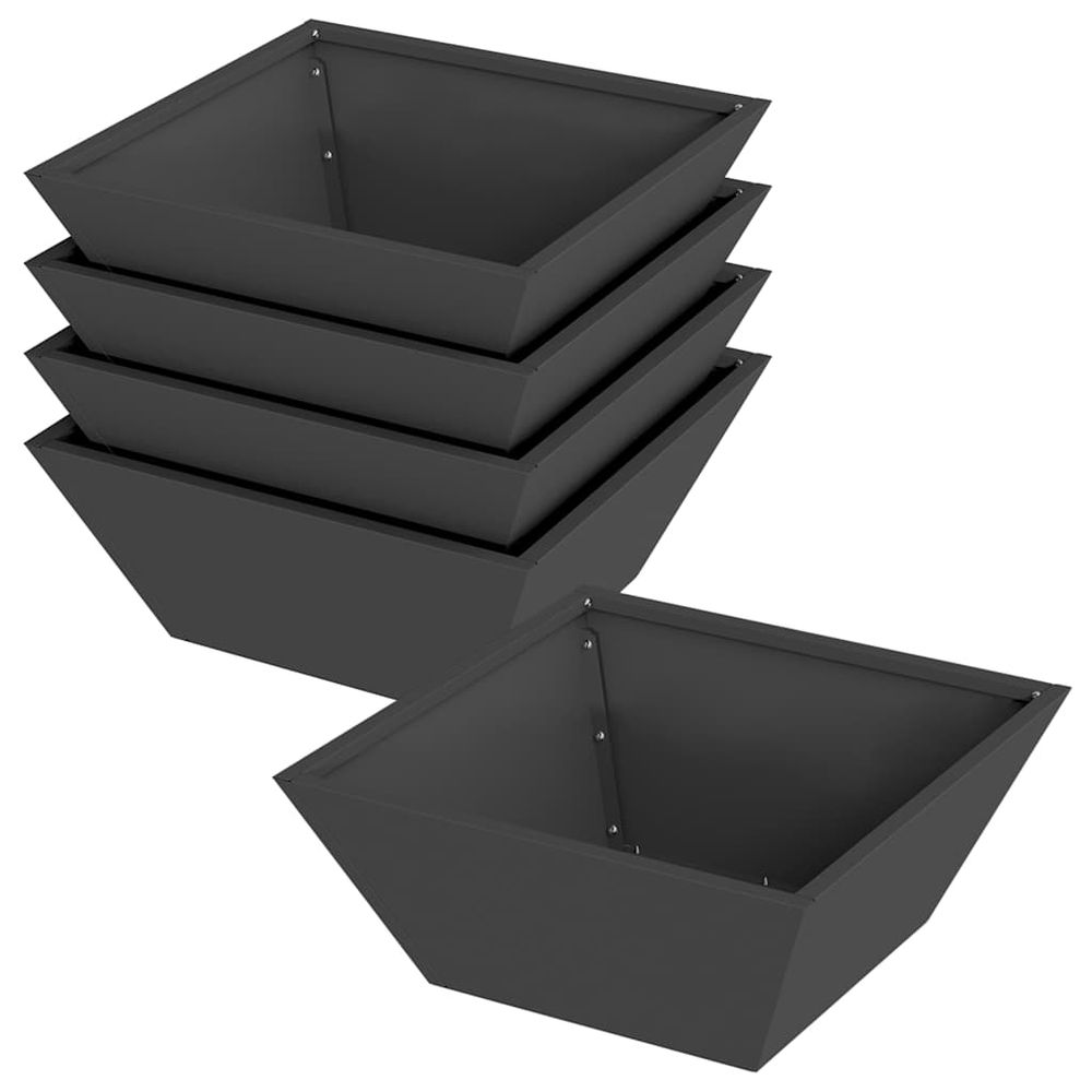 Cache-pot de jardin 5 pc noir 40 x 40 x 15 cm