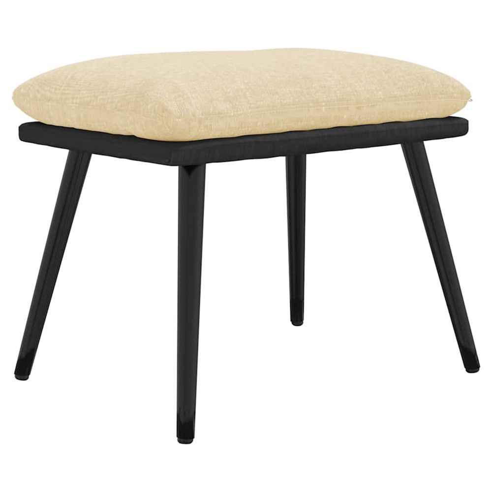 Repose-pied crème 45x29,5x35 cm tissu et similicuir