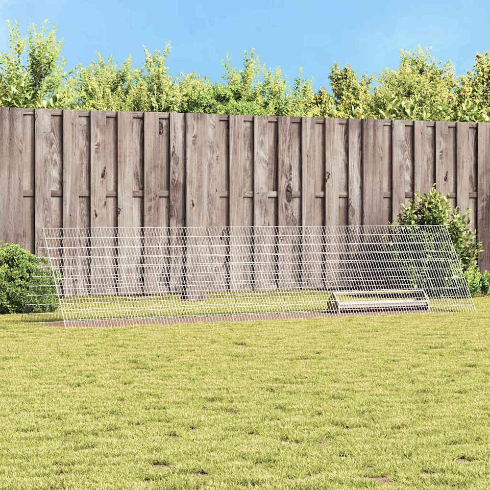 Longue cage volailles métal robuste parcours liberté argent 430x100cm