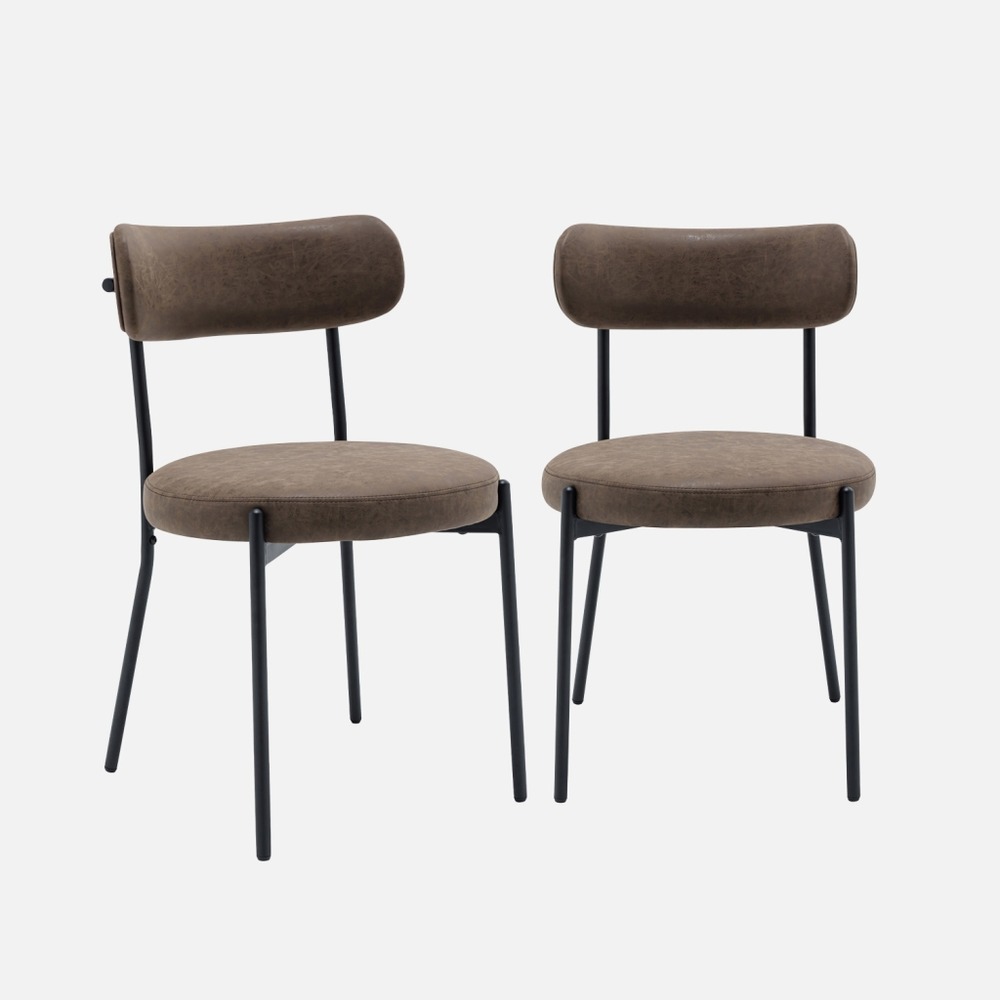 Lot de deux chaises métal et simili cuir marron l 47 x p 49 x h 76,5cm - livia