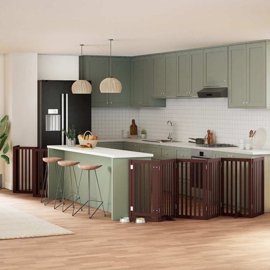 Grande barrière sécurité bois extensible 750cm brun