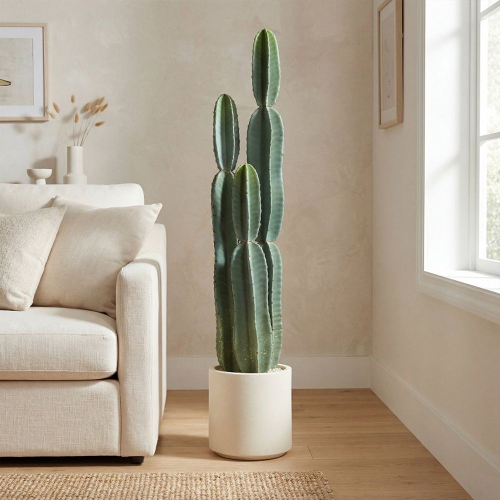 Cactus artificiel réaliste en plastique pour salon et bureau vert 111 cm