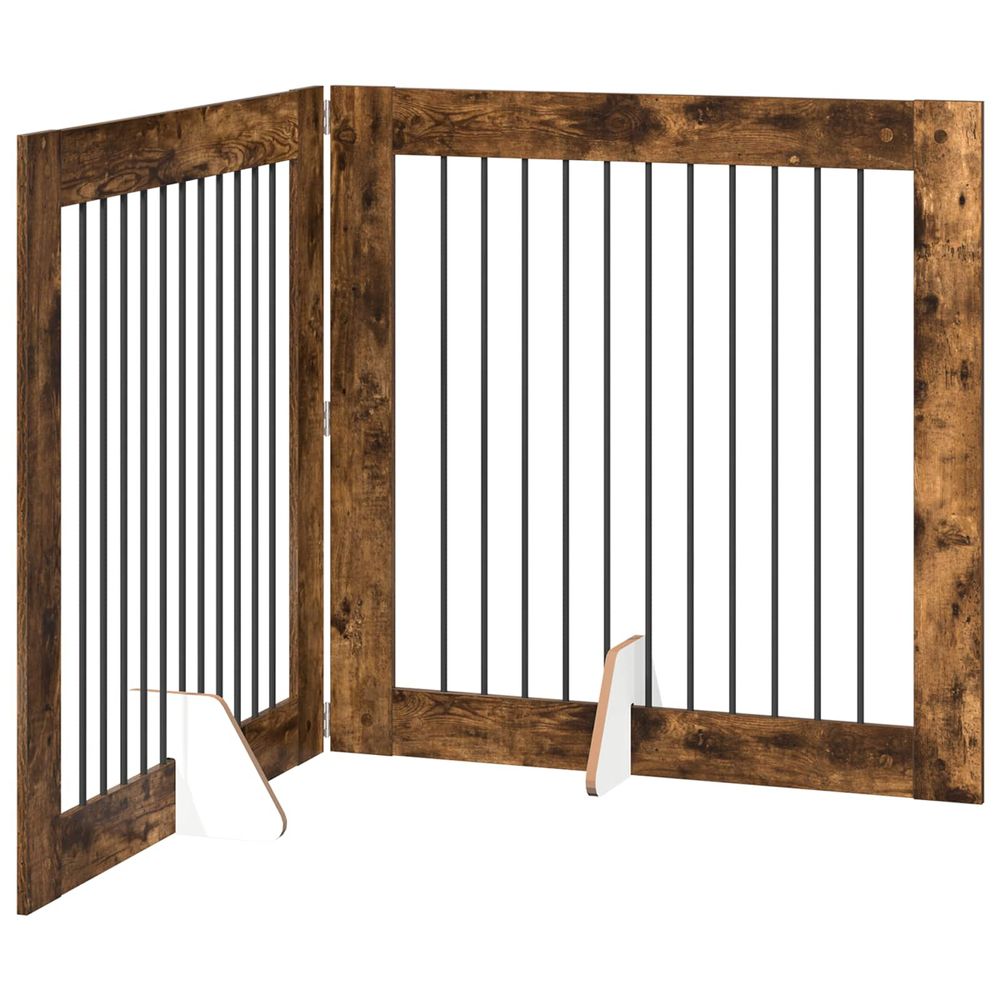 Porte de chien pliable avec supports 2 pc chêne fumé 200,5 cm