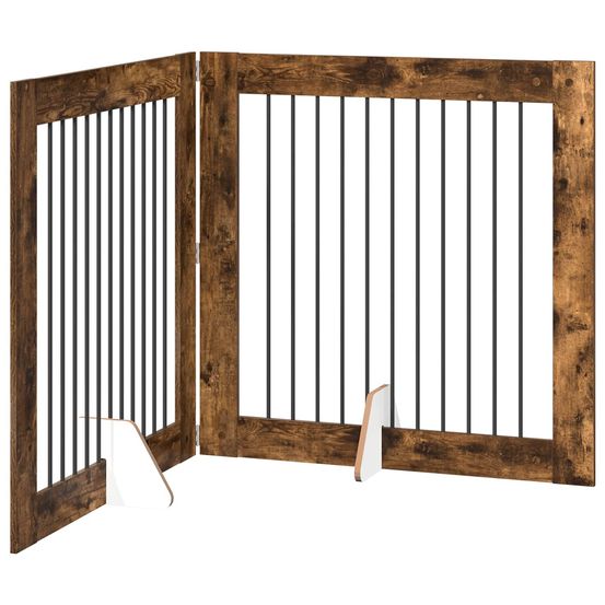 Porte de chien pliable avec supports 2 pc chêne fumé 200,5 cm
