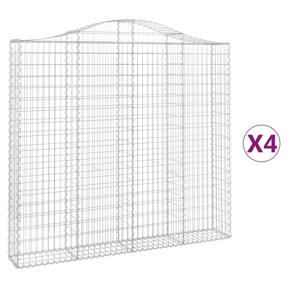 Paniers à gabions arqués 4 pcs 200x30x180/200 cm fer galvanisé