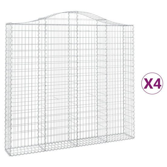 Paniers à gabions arqués 4 pcs 200x30x180/200 cm fer galvanisé