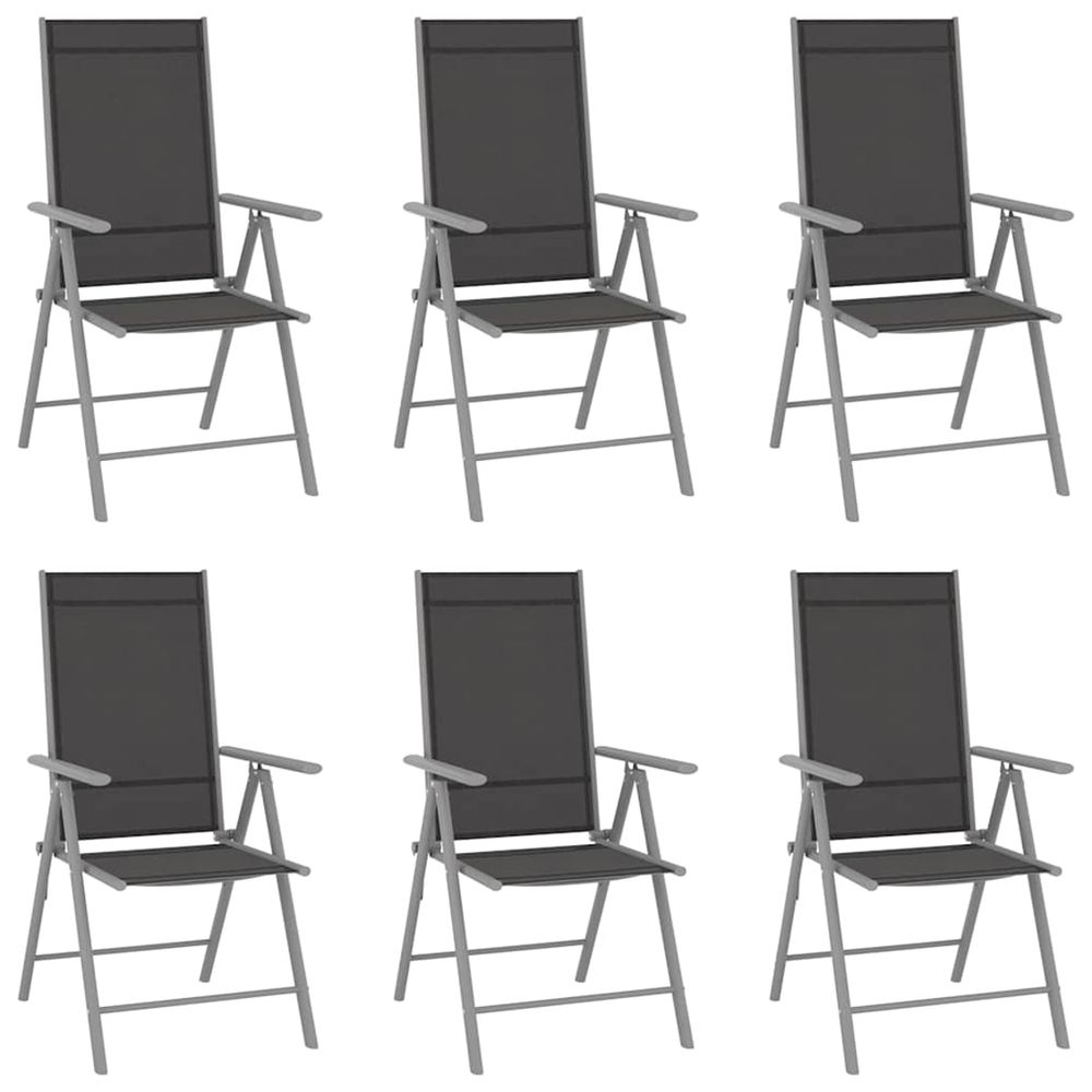 Chaises pliantes 6 pièces textilène noir