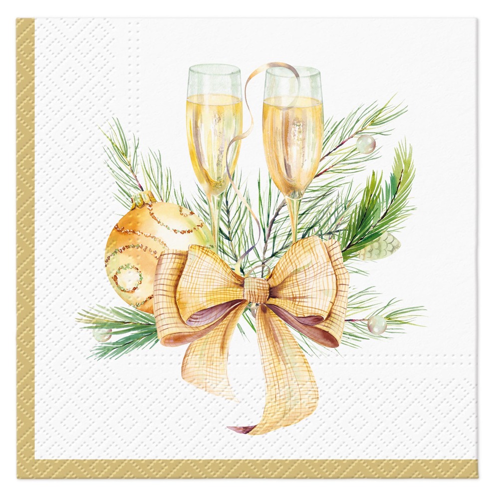 20 serviettes en papier 33 x 33 cm coupe de champagne noel fete