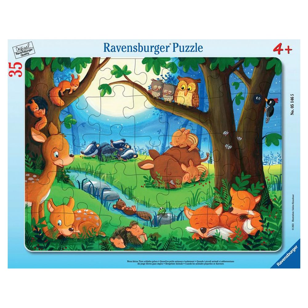 Puzzle cadre 30-48 pieces les petits animaux s'endorment