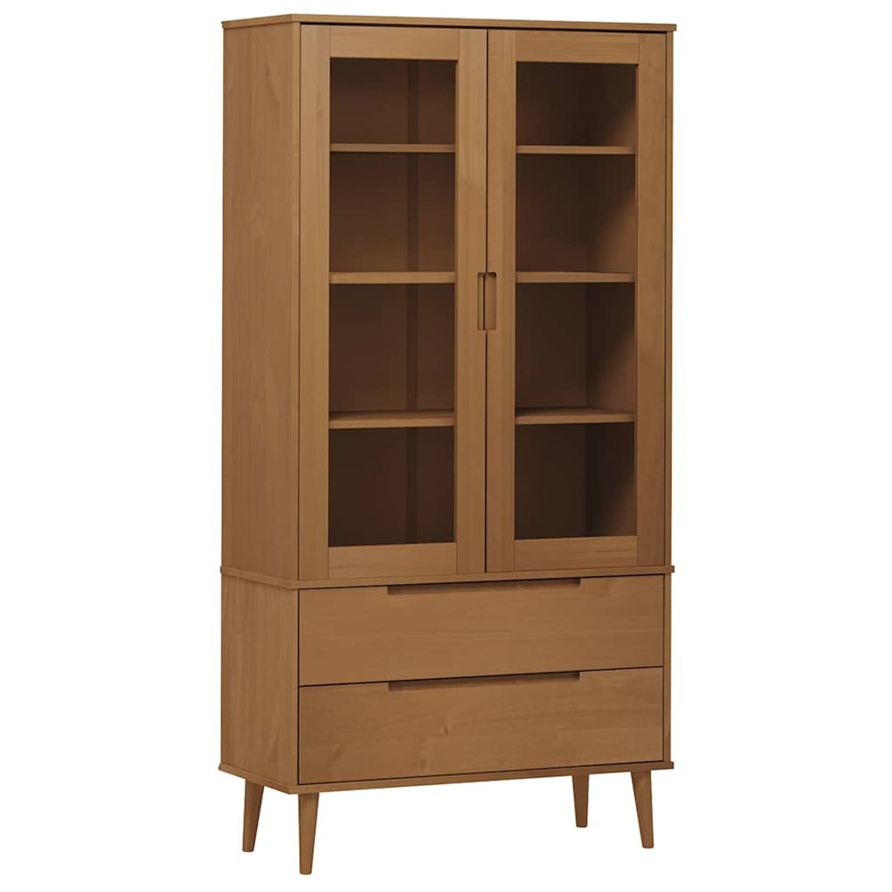 Armoire à vitrine molde marron 90x35x175 cm bois de pin massif