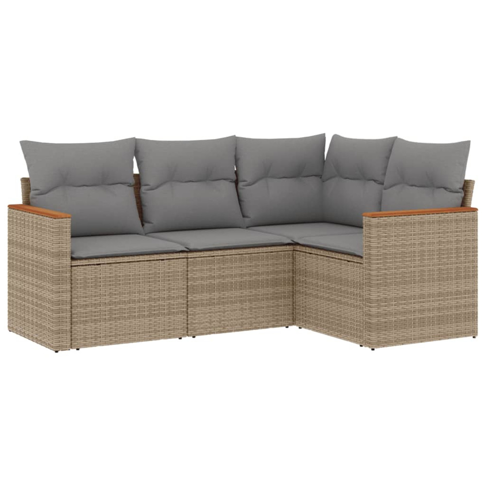Salon de jardin avec coussins 4pcs mélange beige résine tressée