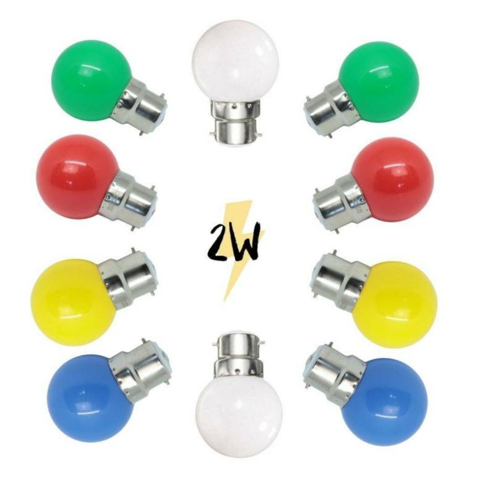 Lot de 10 ampoules pour guirlande guinguette b22 2w multicolores