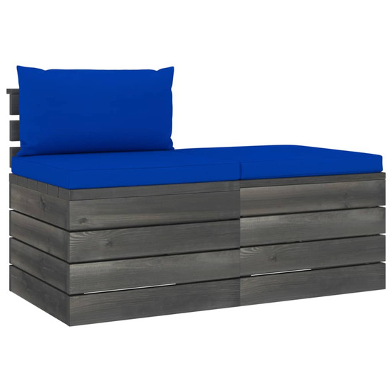 Salon palette de jardin 2 pcs avec coussins bois de pin massif