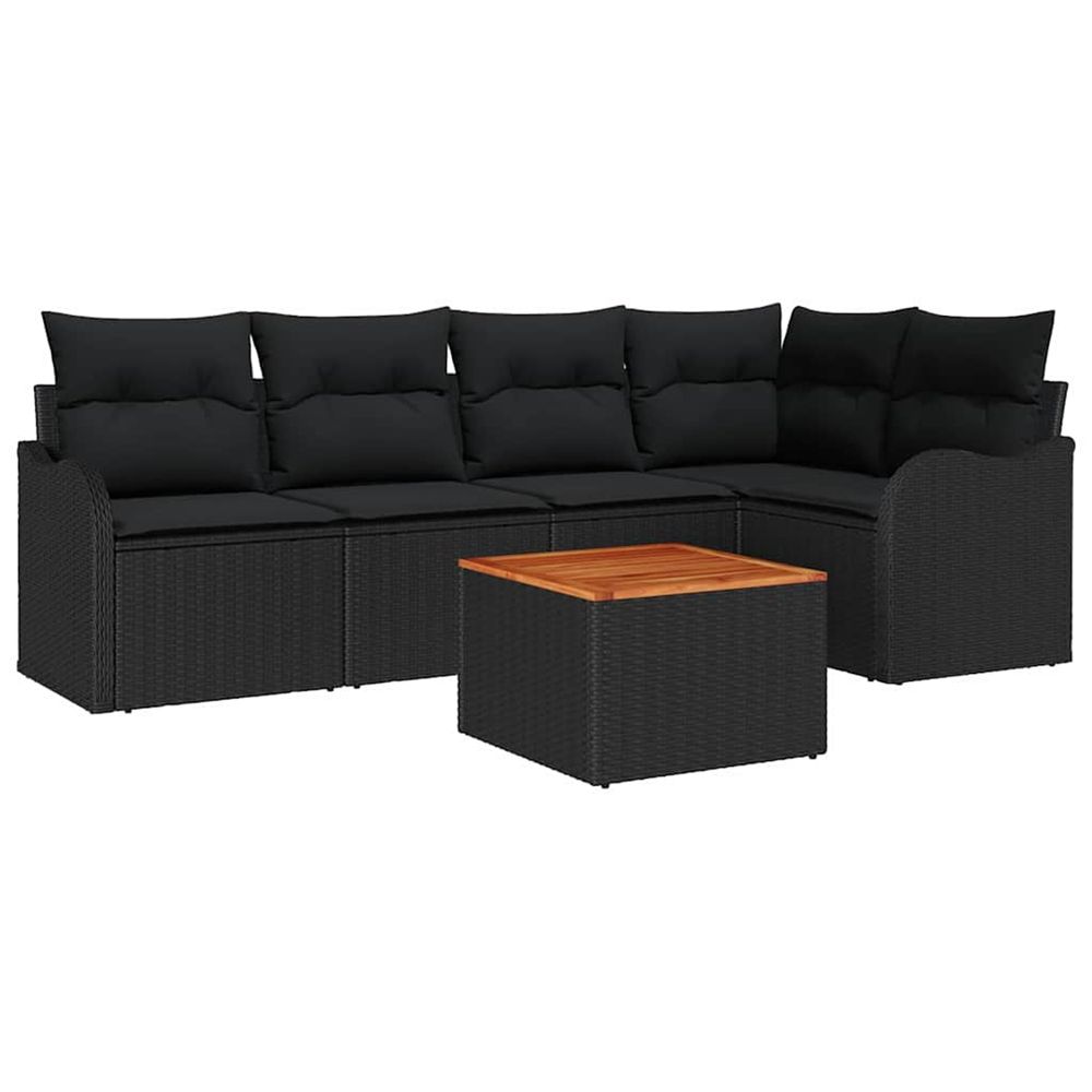 Ensemble de canapé de jardin 6 pc noir polyrotin
