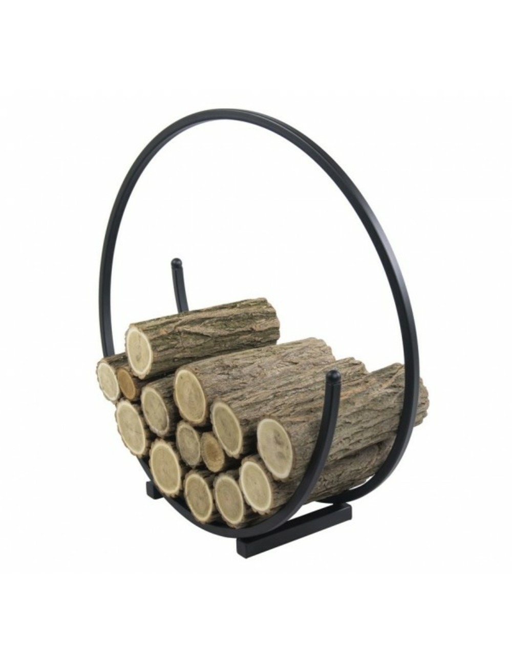 Range-bûches rond spiral en acier noir ø 80 cm