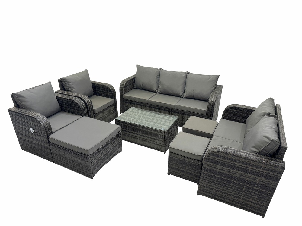 Ensembles de meubles de jardin 10 places ensemble de canapés en rotin avec table basse chaise inclinable canapé d'amour 3 tabourets