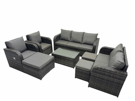 Ensembles de meubles de jardin 10 places ensemble de canapés en rotin avec table basse chaise inclinable canapé d'amour 3 tabourets