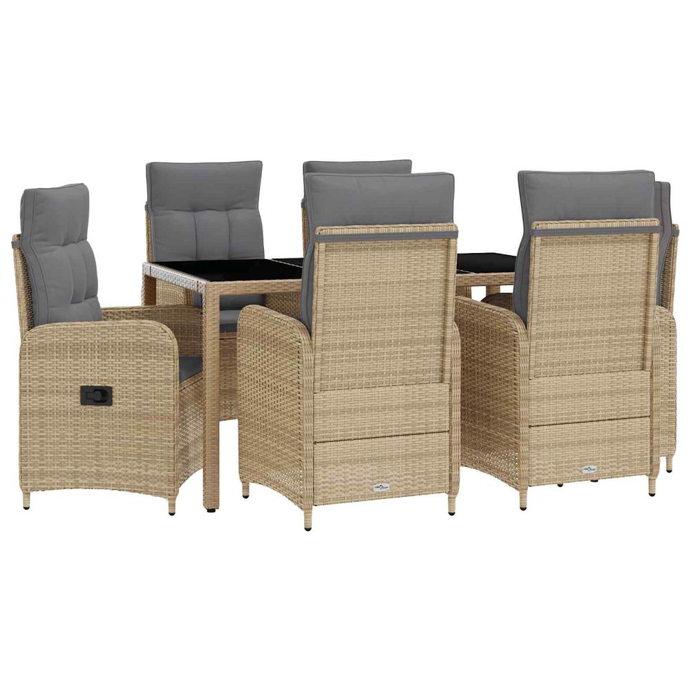 Ensemble de repas extérieur 7 pc beige et gris clair polyrotin