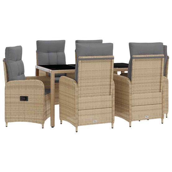Ensemble de repas extérieur 7 pc beige et gris clair polyrotin