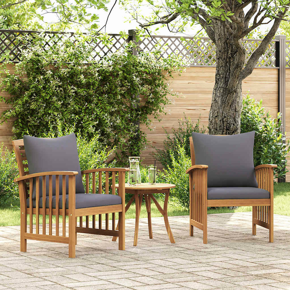 Chaises de jardin avec coussins lot de 2 bois d'acacia massif