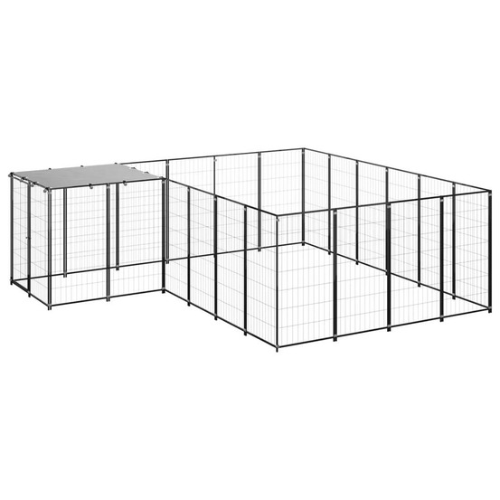Chenil extérieur cage enclos parc animaux chien 8,47 m² 110 cm acier noir