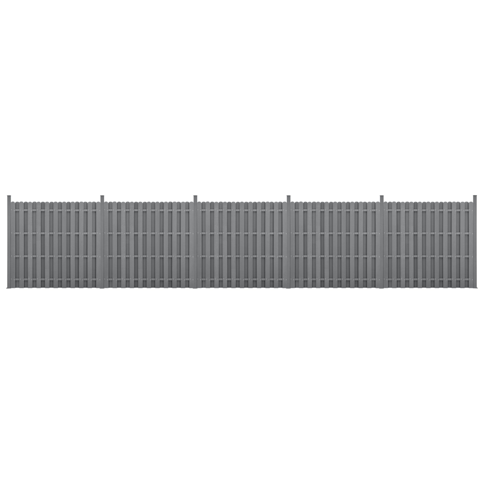 Kit de 5 clôtures barrière brise vue brise vent bois composite (wpc) gris 185 x 932 cm