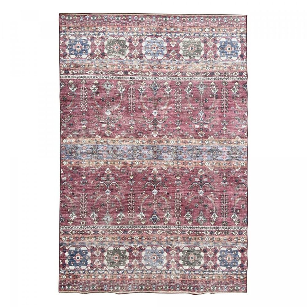 Tapis de chambre 160x230 lyn11 vintage a rouge clair, facile d'entretien