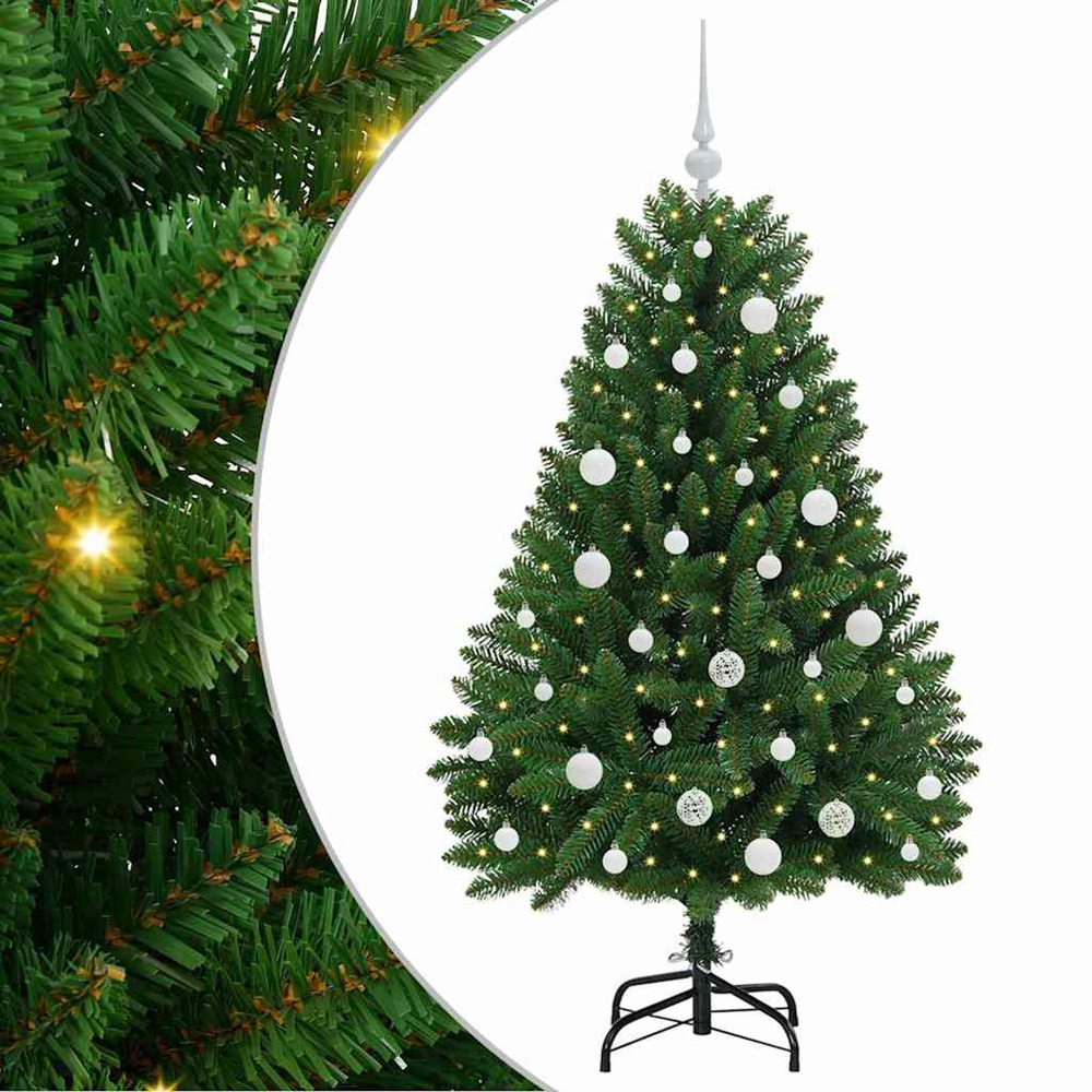 Sapin de noël artificiel avec 150 led vert 150 cm pvc et métal