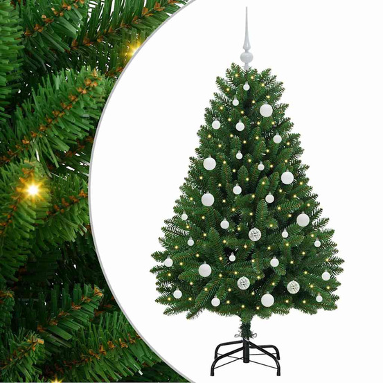 Sapin de noël artificiel avec 150 led vert 150 cm pvc et métal
