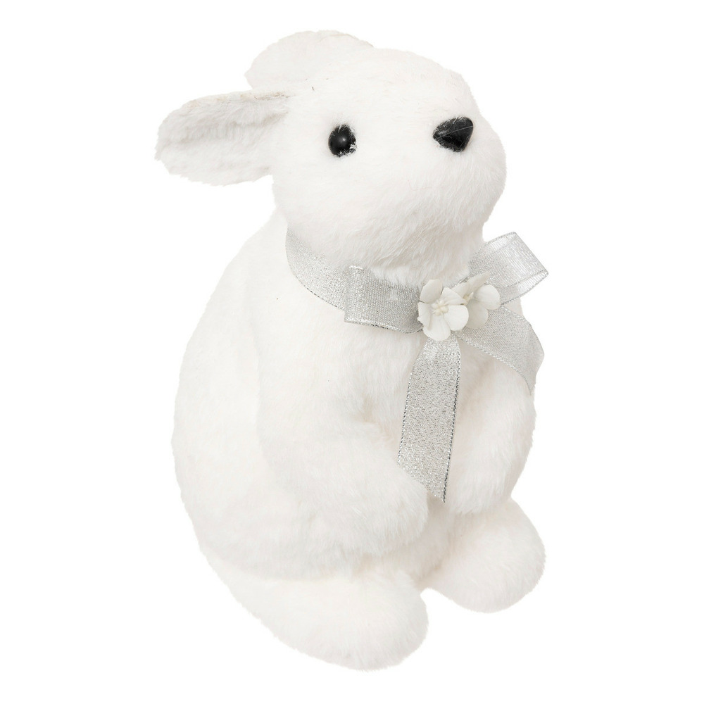 Déco de noël lapin avec noeud argenté h 25 cm