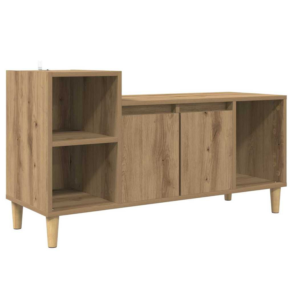 Meuble tv chêne artisanal 100 x 35 x 55 cm bois d'ingénierie