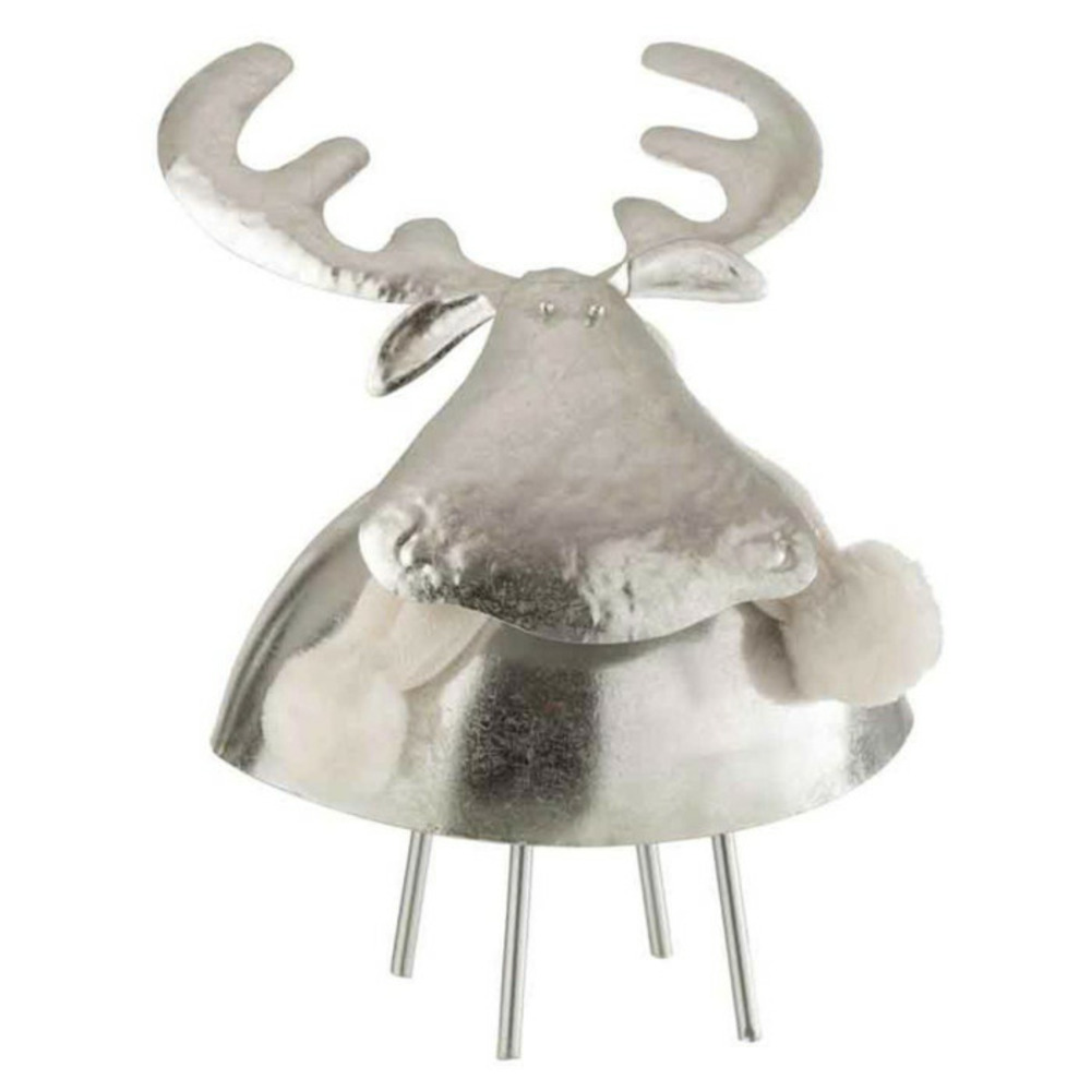 Statuette déco cerf 24cm argent & blanc