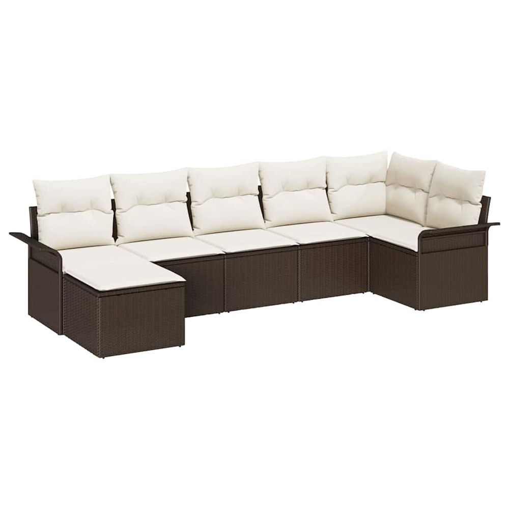 Ensemble de canapé de jardin 7 pc marron polyrotin