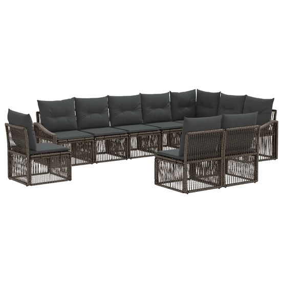Ensemble de canapé de jardin 10 pc gris polyrotin