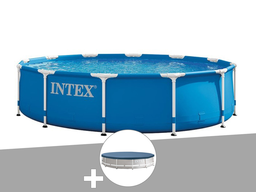 Kit piscine tubulaire metal frame ronde 3,66 x 0,76 m + bâche de protection