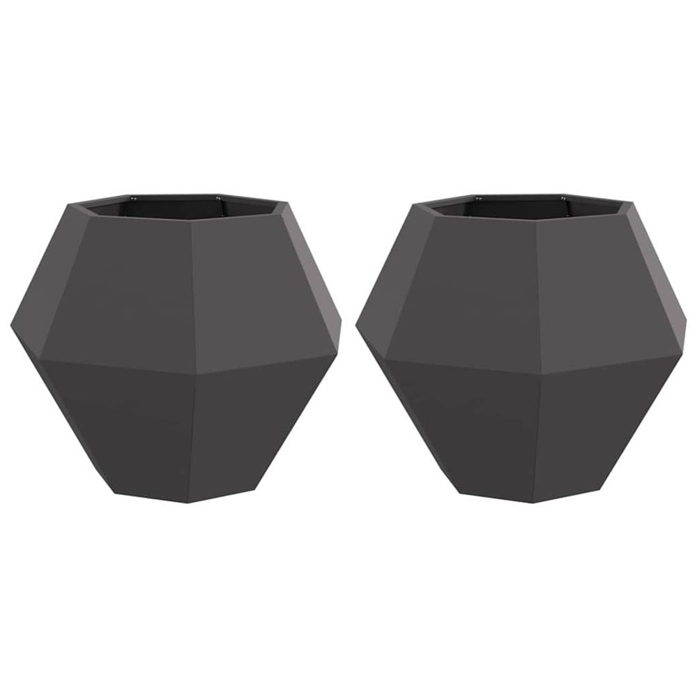 Jardinière d'extérieur 2 pc noir 75 x 75 x 60 cm acier