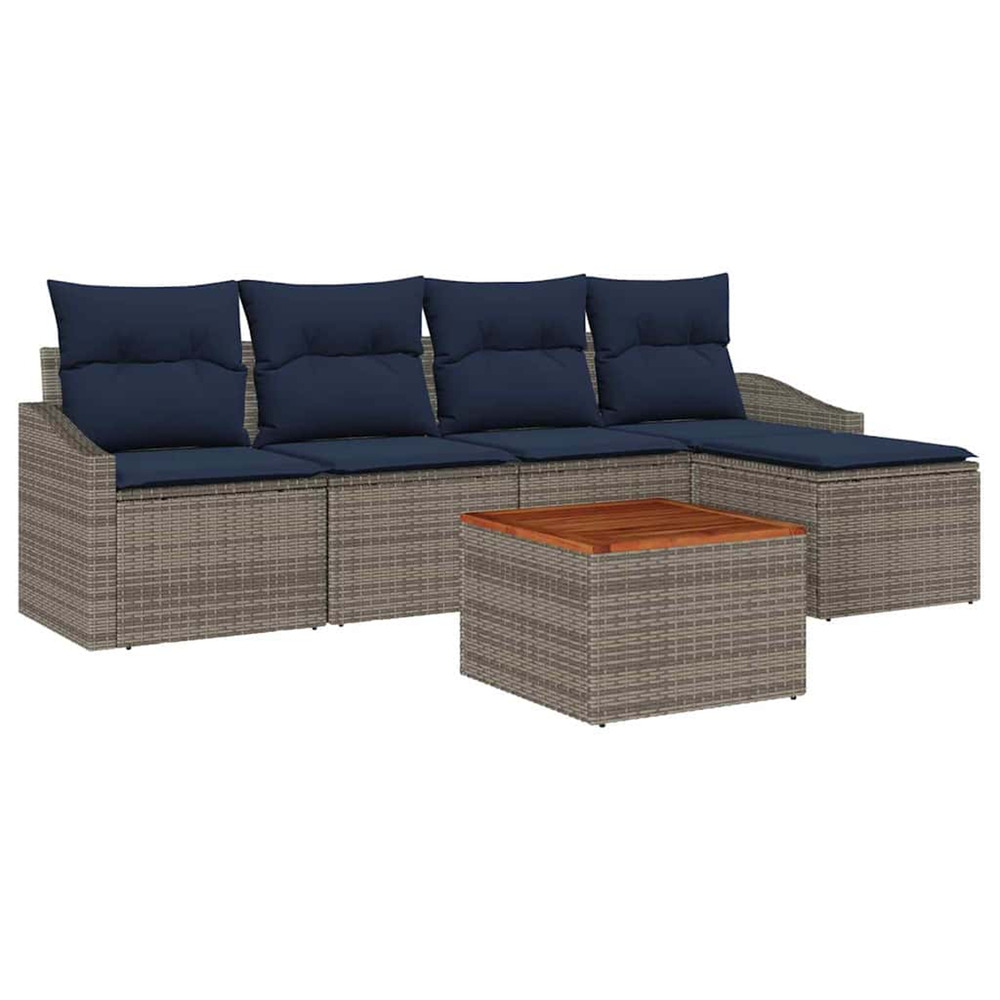 Ensemble de canapé de jardin 6 pcs gris et bleu marine