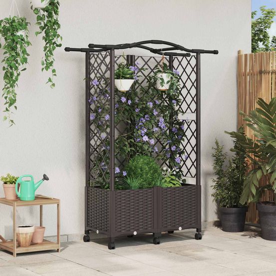 Jardinière surélevée polypropylène jardin vignes et fleurs 122x40x144cm marron