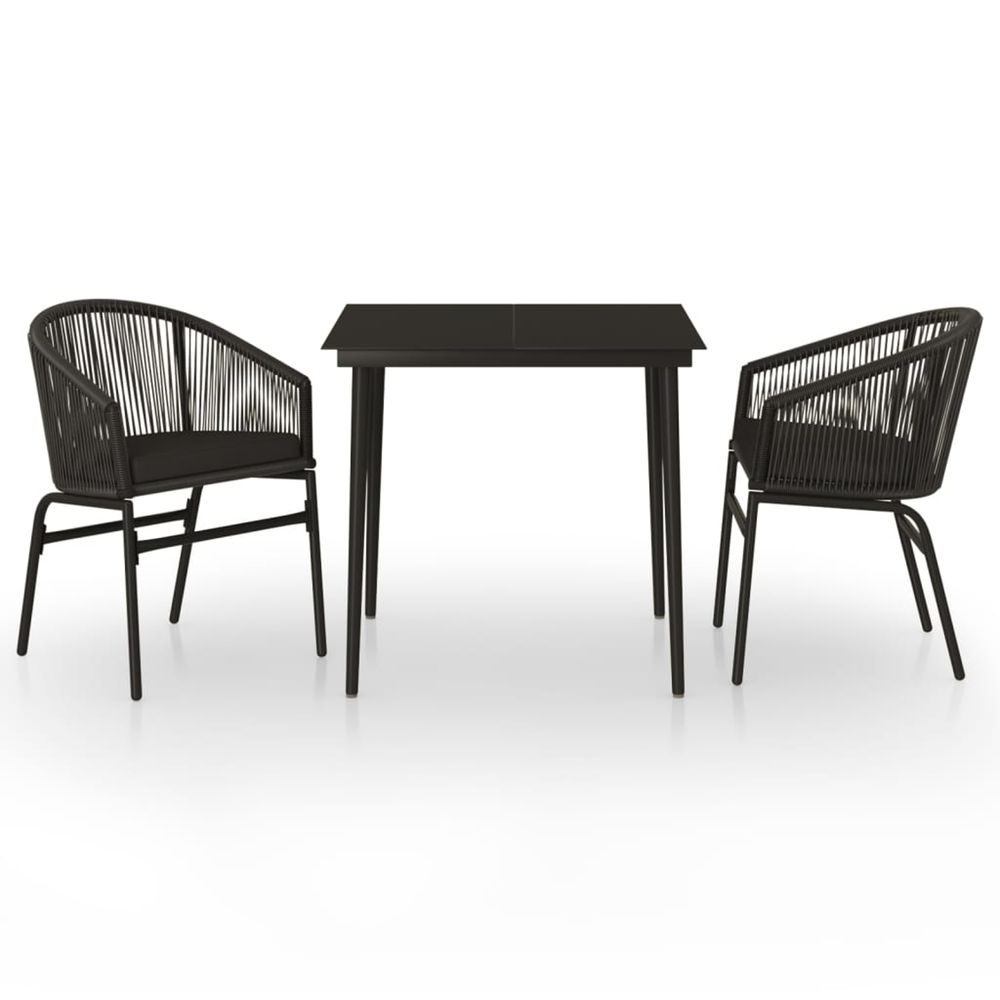 Ensemble à manger de jardin 3 pcs noir