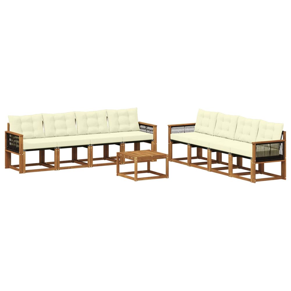 Ensemble de canapés d'extérieur 9 pc naturel et crème