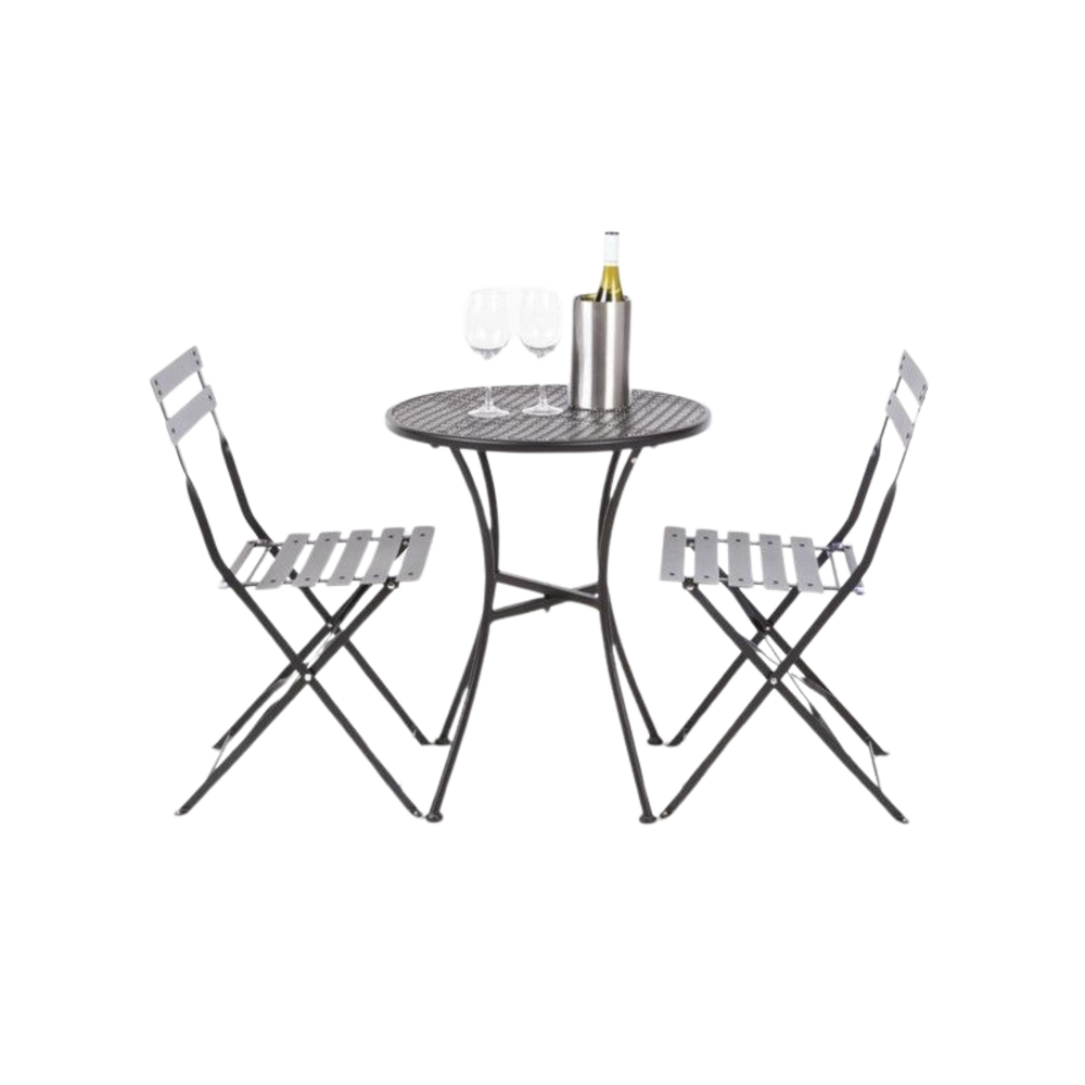 Table bistro ronde noire en acier ajouré 600 mm - bolero