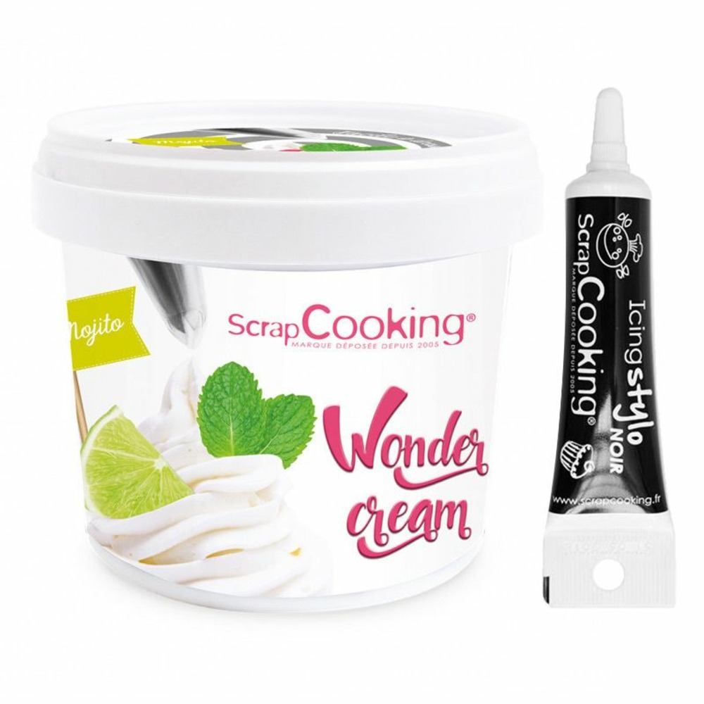 Crème de glaçage goût mojito 150 g + stylo de glaçage noir