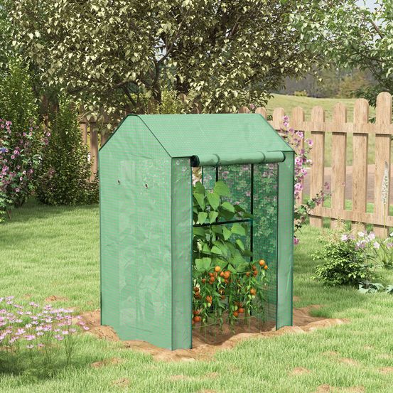 Serre de jardin acier et pe 100 x 80 x 150 cm verte 2 compartiments double porte - comfortxl outdoor living