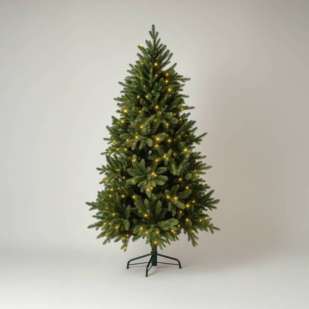 Sapin de noël artificiel lumineux et réaliste 300 led blanc chaud 1123 branches h1,80m intérieur