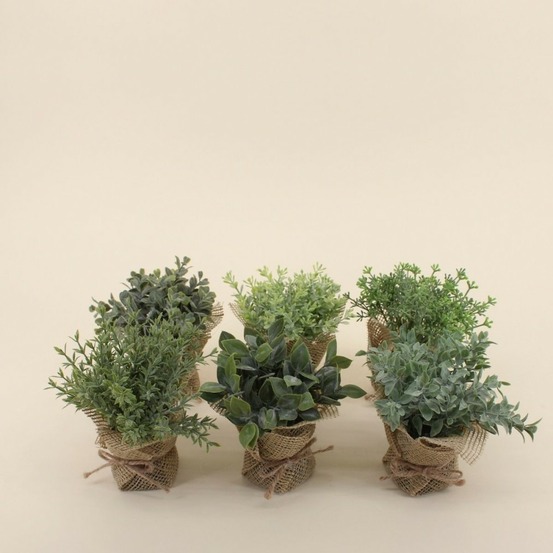 Lot de 6 plantes artificielles pot en jute 14cm