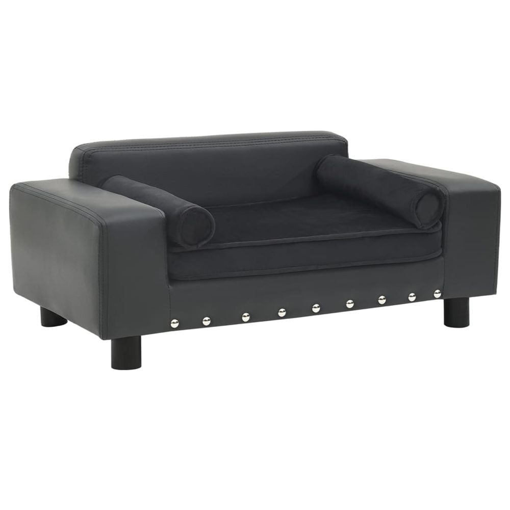 Canapé pour chien gris foncé 81x43x31 cm peluche et similicuir